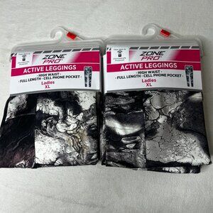 2- Zone Pro XL High Waist Full Length Ladies Active Leggings Marble Print NWT